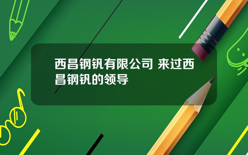 西昌钢钒有限公司 来过西昌钢钒的领导